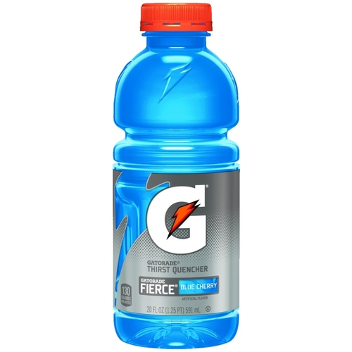 Gatorade 10412 Thirst Quencher Sports Drink, Liquid, Fierce Blue Cherry Flavor, 20 oz Bottle