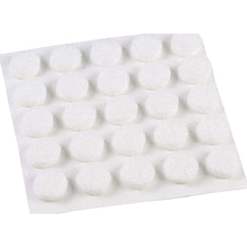 Furniture Pad, Felt Cloth, White, 3/8 in Dia, Round - pack of 75