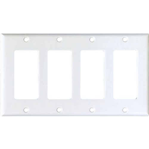 Wallplate, 4-1/2 in L, 8.19 in W, 4 -Gang, Thermoset, White, High-Gloss