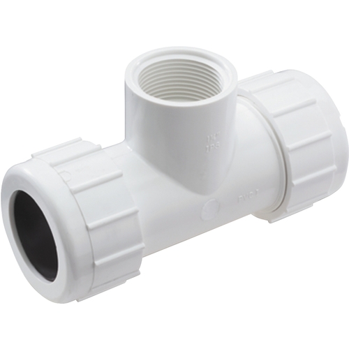 NDS 162-108 CPT-2000-T Pipe Tee, 2 in, Compression x FNPT, PVC, White, SCH 40 Schedule, 150 psi Pressure