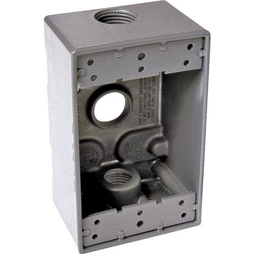 Hubbell 5324-0 Weatherproof Box, 3 -Outlet, 1 -Gang, Aluminum, Gray ...