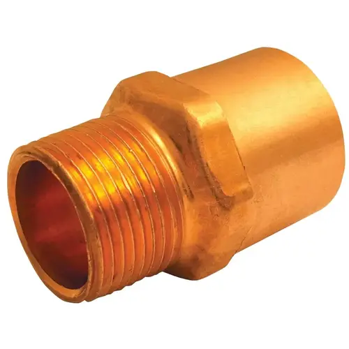 104R Series Reducing Pipe Adapter, 3/4 x 1/2 in, Sweat x MNPT, Copper