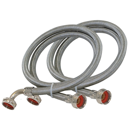 Washing Machine Discharge Hose, 3/4 in ID, 6 ft L, FHT x FHT, Stainless Steel