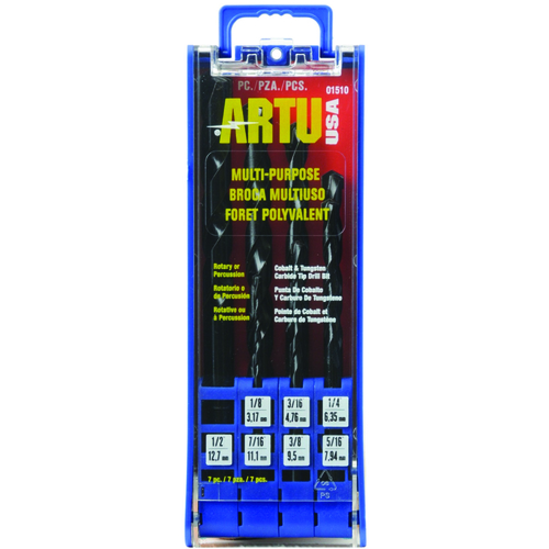 ARTU 01510 Drill Bit Set, Multi-Purpose, 7-Piece, Cobalt