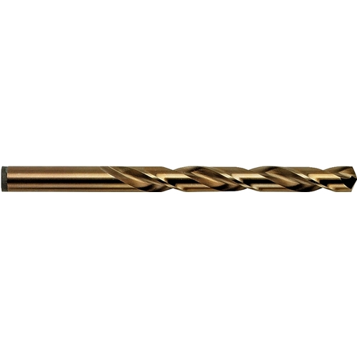 Jobber Drill Bit, 21/64 in Dia, 4-5/8 in OAL, Spiral Flute, 21/64 in Dia Shank, Cylinder Shank Gold Oxide