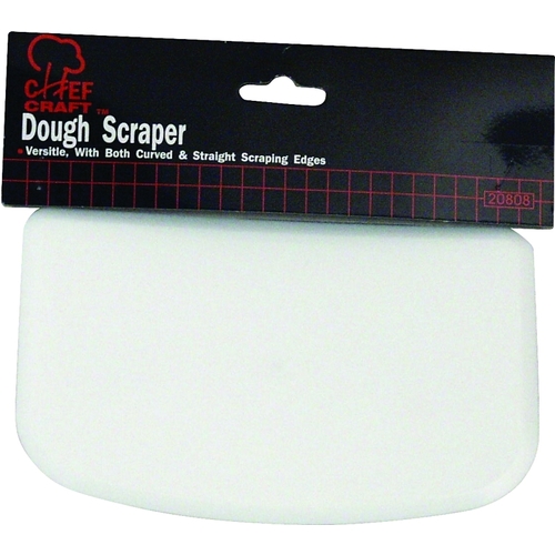 Dough Scraper, 6 in L, 4 in W, Plastic, White