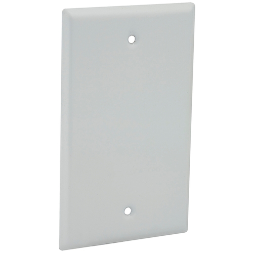 Cover, 4-17/32 in L, 2-25/32 in W, Metal, White, Powder-Coated