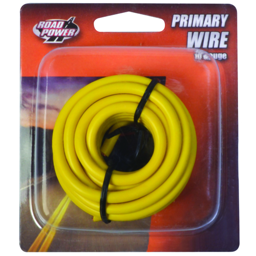 Electrical Wire, 10 AWG Wire, 25/60 VAC/VDC, Copper Conductor, Yellow Sheath, 7 ft L