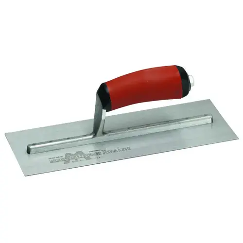 Finishing Trowel, 20 in L Blade, 4 in W Blade, Spring Steel Blade, Square End, Curved Handle