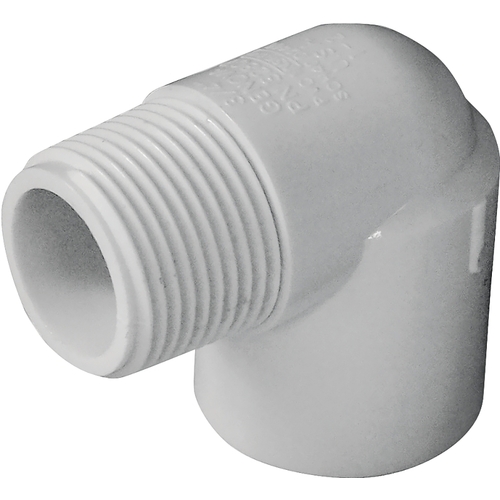 Lasco 410007BC Street Pipe Elbow, 3/4 in, MPT x Slip, 90 deg Angle, PVC ...