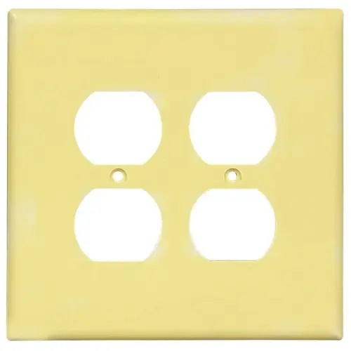 Receptacle Wallplate, 5-1/4 in L, 5-5/16 in W, 2 -Gang, Thermoset, Ivory