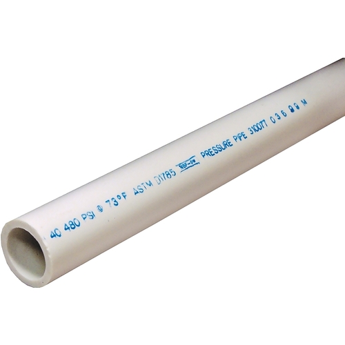 Schedule Series Pipe, 3/4 in, 10 ft L, Solvent Weld, SCH 40 Schedule, PVC - 120" Stock Length