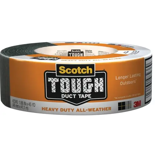 SCOTCH 2540 Duct Tape, 40 yd L, 1.88 in W, Polyethylene Backing, Gray