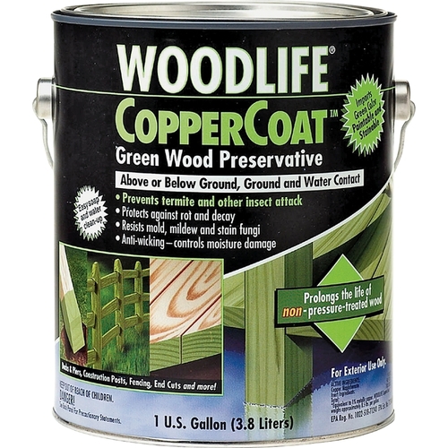 WoodLife CopperCoat Wood Preservative, Green, Liquid, 1 gal, Can
