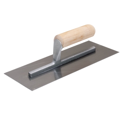Trowel, 11 in L, 4-1/2 in W, Square Notch, Straight Handle