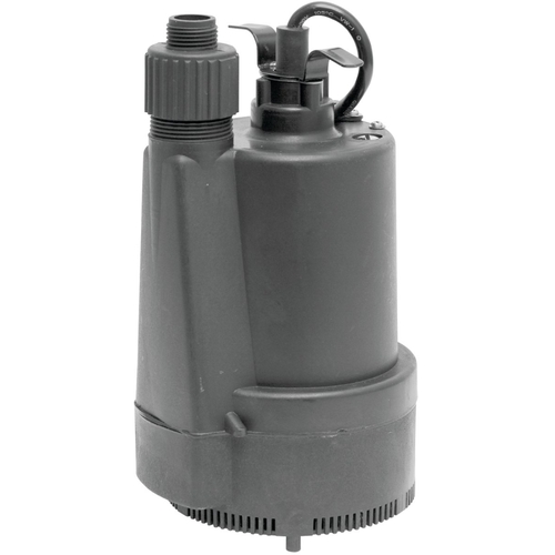 SUPERIOR PUMP 91330 Submersible Utility Pump, 4.1 A, 120 V, 0.33 hp, 1-1/4 in Outlet, 40 gpm, Thermoplastic Impeller