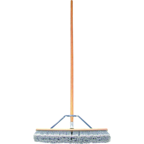 Contractor Push Broom, 3 in L Trim, Polypropylene/Polystyrene Bristle, Hardwood Handle