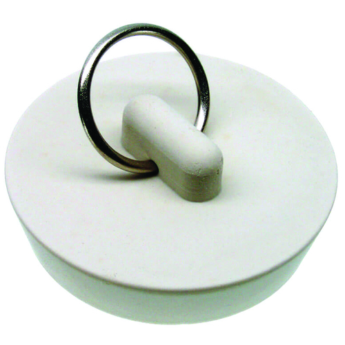 Drain Stopper, Rubber, White, For: 1-5/8 in Drain, Universal Sink