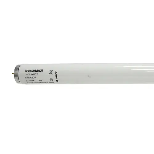 Fluorescent Bulb, 20 W, T12 Lamp, Medium Lamp Base, 1044 Lumens, 4200 K Color Temp, Cool White Light