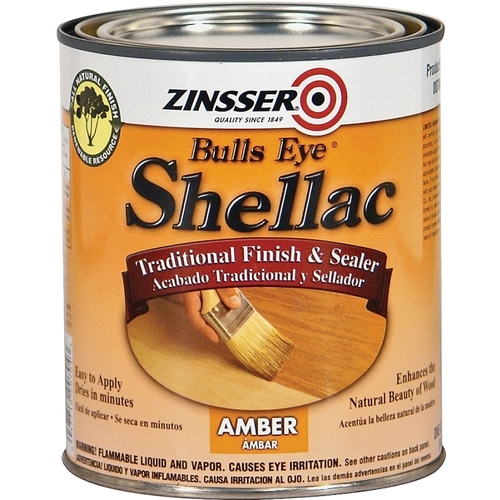 Zinsser 704H Bulls Eye Shellac, Mid-Tone, Amber, Liquid, 1 qt, Can