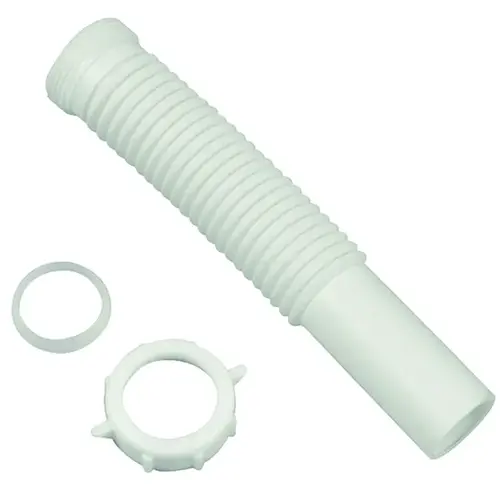 Tailpiece Pipe Extension, 1-1/4 x 9 in, Slip-Joint, White