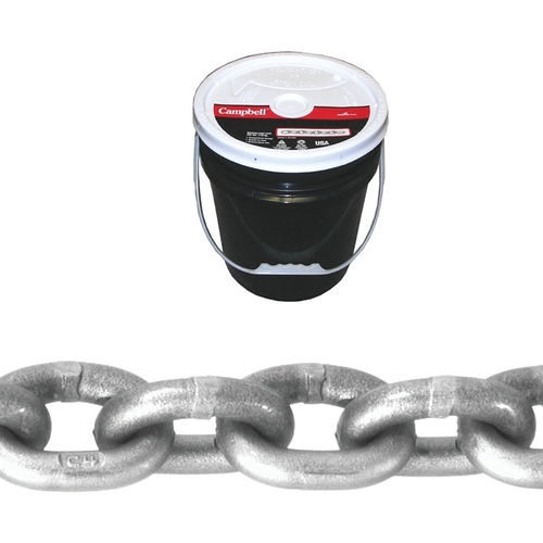 Campbell 018-1423 0181423 High-Test Chain, 1/4 in, 150 ft L, 2600 lb Working Load, 43 Grade, Carbon Steel, Zinc