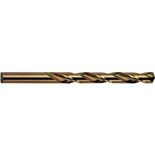 Jobber Drill Bit, 23/64 in Dia, 4-7/8 in OAL, Spiral Flute, 23/64 in Dia Shank, Cylinder Shank Gold Oxide