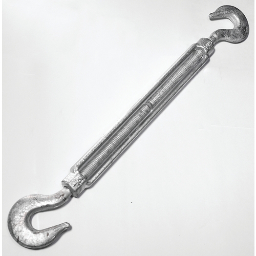 Turnbuckle, 1500 lb Working Load, 1/2 in Thread, Hook, Hook, 12 in L Take-Up, Galvanized Steel
