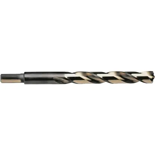 Jobber Drill Bit, 7/16 in Dia, 5-1/2 in OAL, Spiral Flute, 7/16 in Dia Shank, Reduced Shank Black/Gold Oxide