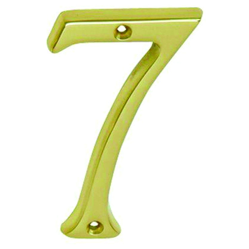 House Number, Character: 7, 4 in H Character, Brass Character, Solid Brass