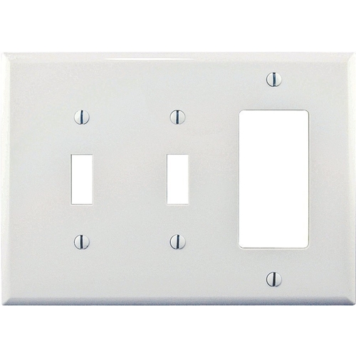 Eaton PJ226W Combination Wallplate, 4-7/8 in L, 6-3/4 in W, 3 -Gang, Polycarbonate, White