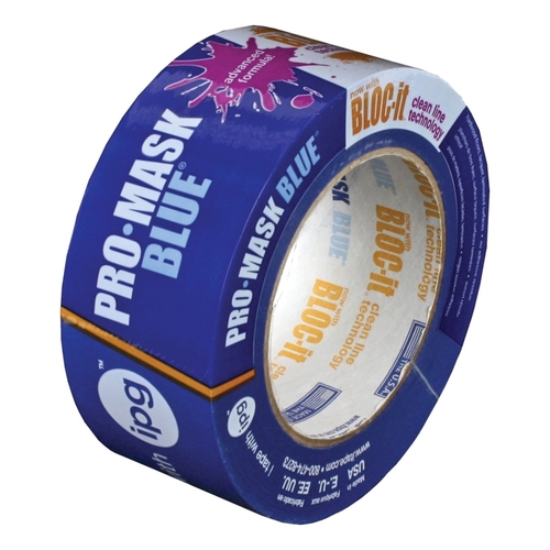 Masking Tape, 60 yd L, 1.87 in W, Crepe Paper Backing, Blue