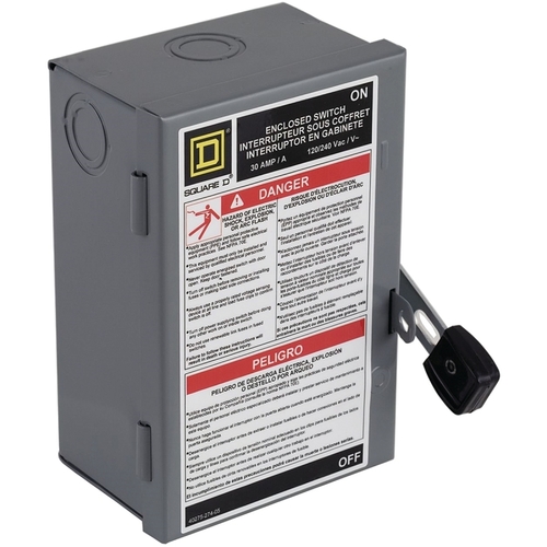 Safety Switch, 2 -Pole, 30 A, 240 V, DPST, Lug Terminal