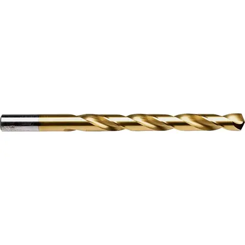 Jobber Drill Bit, 9/32 in Dia, 4-1/4 in OAL, Spiral Flute, 2-Flute, 9/32 in Dia Shank, Straight Shank Titanium Nitride-Coated