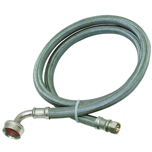 Braided Dishwasher Connector Hose, 3/4 in Inlet, FHT Inlet, 3/8 in Outlet, Compression Outlet, 6 ft L
