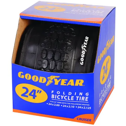 91058 Cruiser Tire, Folding, Black, For: 24 x 2 to 2.10 to 2-1/8 in Rim - pack of 2