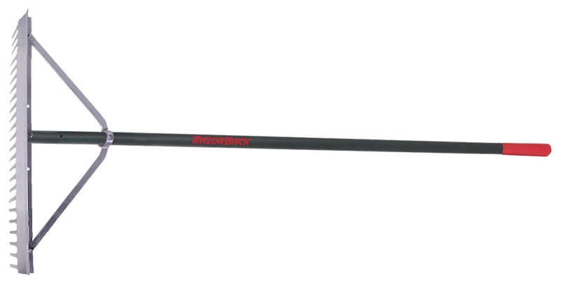 Razor-Back 63136 Landscape Rake, 4-1/2 in L Head, 24 in W Head, 24 -Tine, Aluminum Head