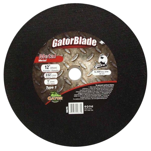 Cut-Off Wheel, 12 in Dia, 3/32 in Thick, 1 in Arbor