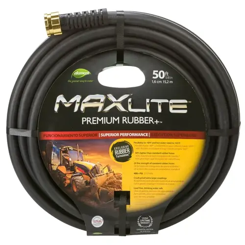 SGC58050 Garden Hose, 50 ft L, Rubber, Black