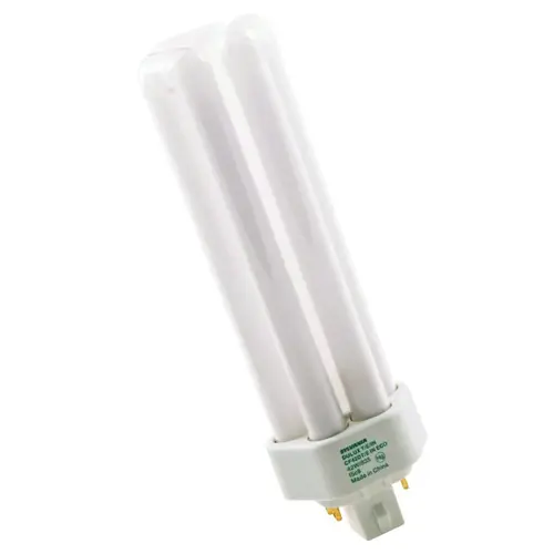 Compact Fluorescent Bulb, 42 W, T4 Lamp, GX24Q-4 Lamp Base, 2670 Lumens, 3500 K Color Temp, White Light