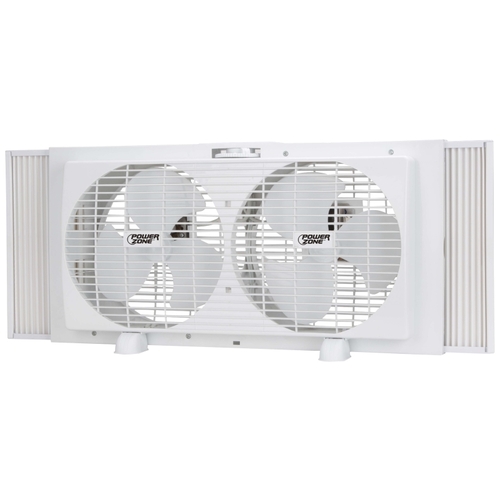 Fan, 120 V, 9 in Dia Blade, 6-Blade, 2-Speed, Rotary Control Control, Window Mounting, White