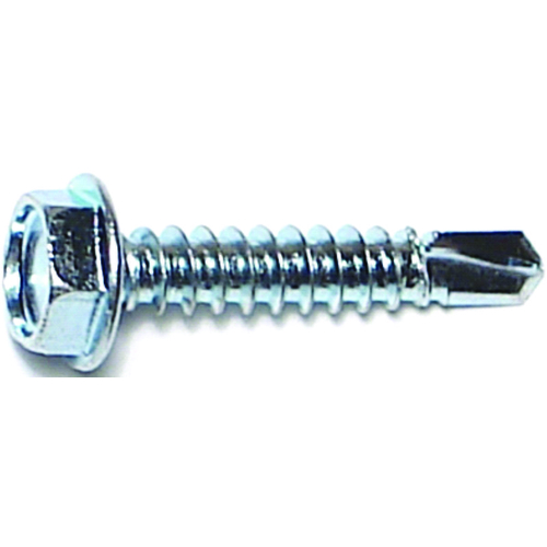 Screw, #10 Thread, 1 in L, Hex, Socket Drive, Self-Drilling Point, Steel, Zinc