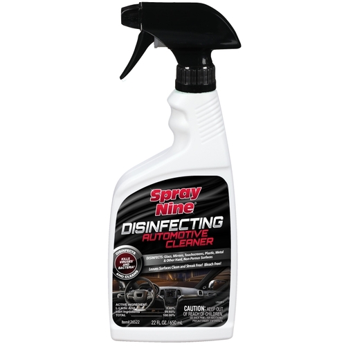 SPRAY NINE 26522 Disinfectant Automotive Cleaner, 22 oz Bottle, Liquid, Mild