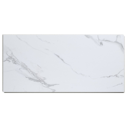 Small Wall Tile, 23.2 in L Tile, 11.1 in W Tile, Interlocking Edge, Vinyl, Carrara Marble - pack of 10 Small Wall Tile, 23.2 in L Tile, 11.1 in W Tile, Interlocking Edge, Vinyl, Carrara Marble - pack of 10