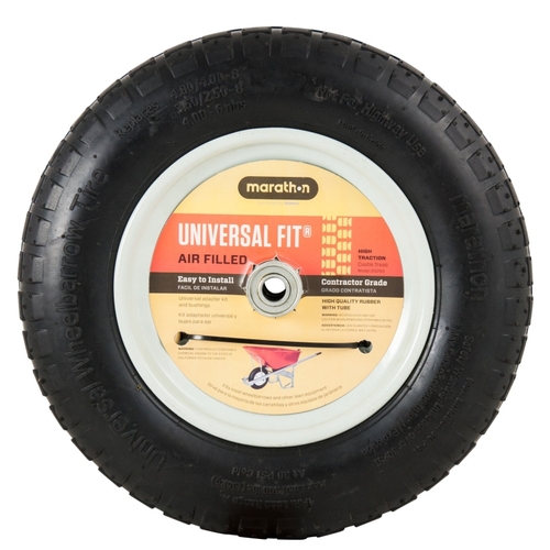 MTD PRODUCTS INC 20260 Wheelbarrow Wheel, 4.8/4 x 8 in Tire, 14-1/2 in Dia Tire, Knobby Tread