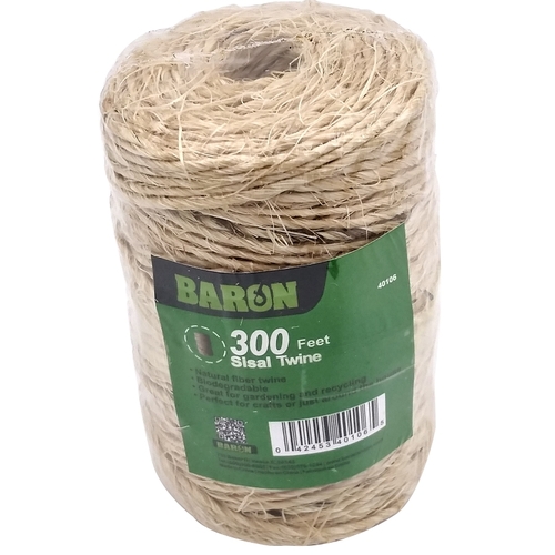 Twine, 1/8 in Dia, 300 ft L, 7 lb Working Load, Natural Fiber, Brown