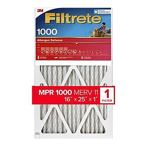 Air Filter, 16 in L, 25 in W, 11 MERV, 1000 MPR - pack of 4