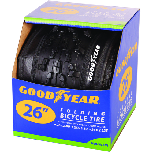 91059 Mountain Bike Tire, Folding, Black, For: 26 x 2 to 2.10 to 2-1/8 in Rim