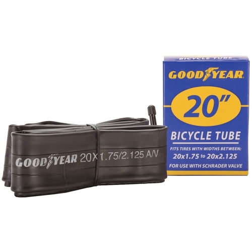 Bicycle Tube, Butyl Rubber, Black, For: 20 x 1-3/4 to 2-1/8 in W Bicycle Tires