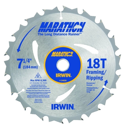 Circular Saw Blade, 7-1/4 in Dia, 5/8 in Arbor, 18-Teeth, Carbide Cutting Edge - pack of 10